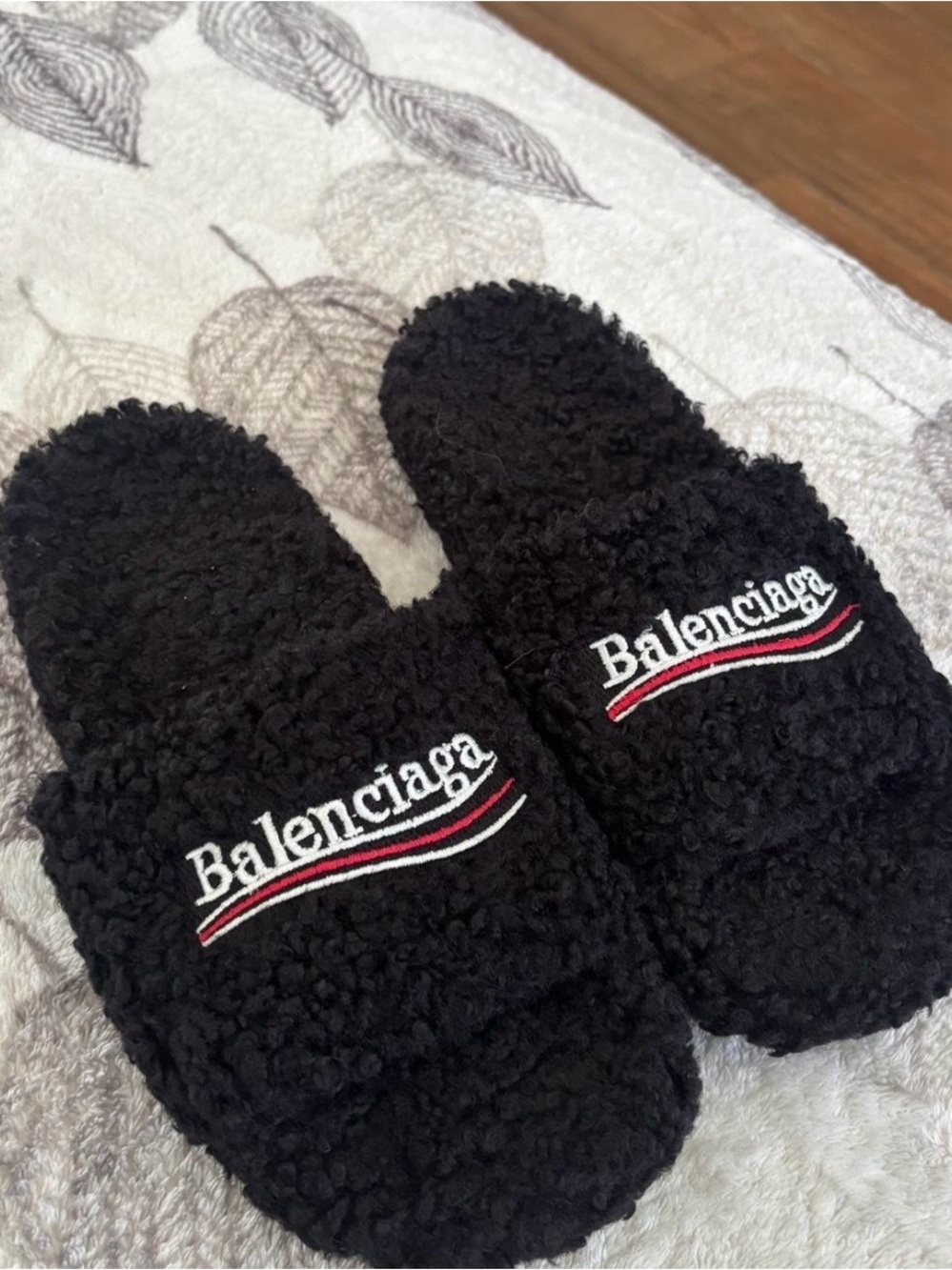 Balenciaga fur slides